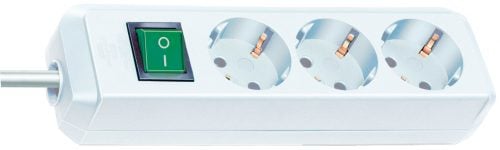 Разклонител Eco Line с 3 контакта и ключ / 1.5м бял