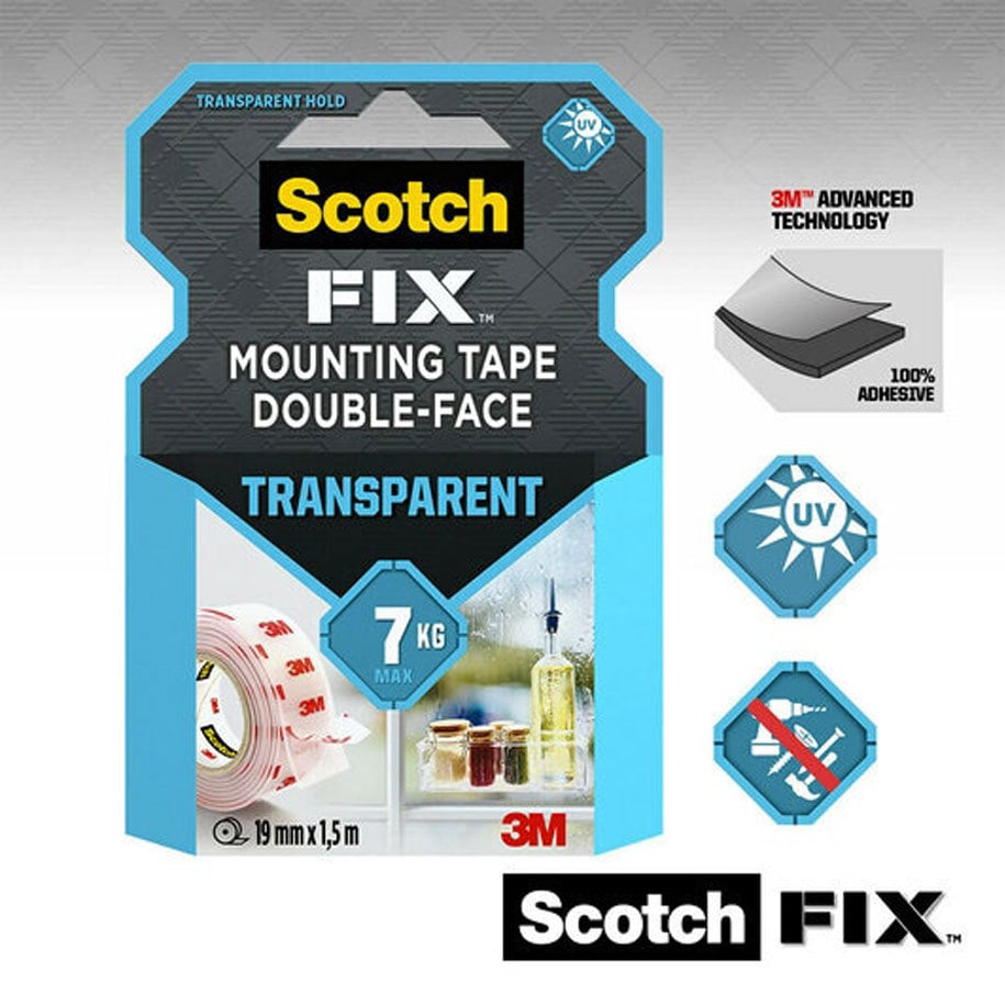 Монтажна лента VHB 3M Scotch 40041915 UV прозрачна 1.5м / 19мм