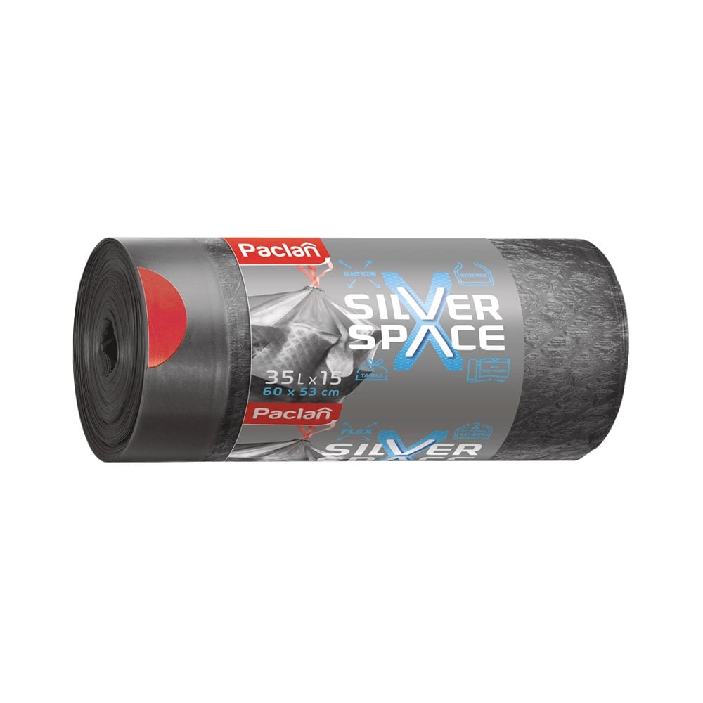 Торби за смет с връзки Paclan Silver Space 35л 15 броя