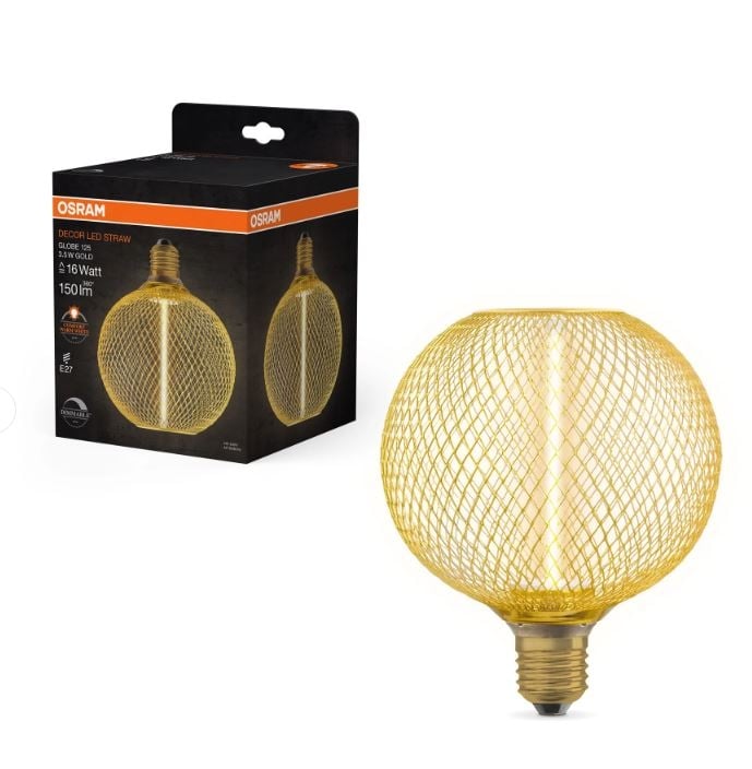 LED крушка филамент Osram Straw Filament Globe 125 E27 3,5W 1800K злато