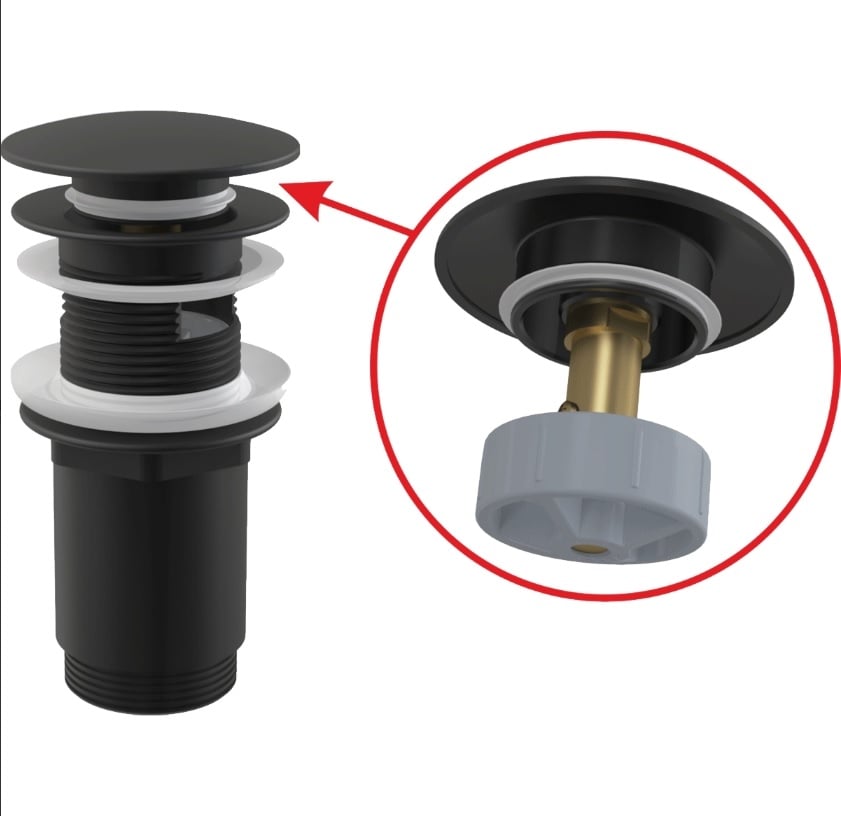 Витло с преливник AlcaDrain A392B 1 1/4'' Click Clack черно