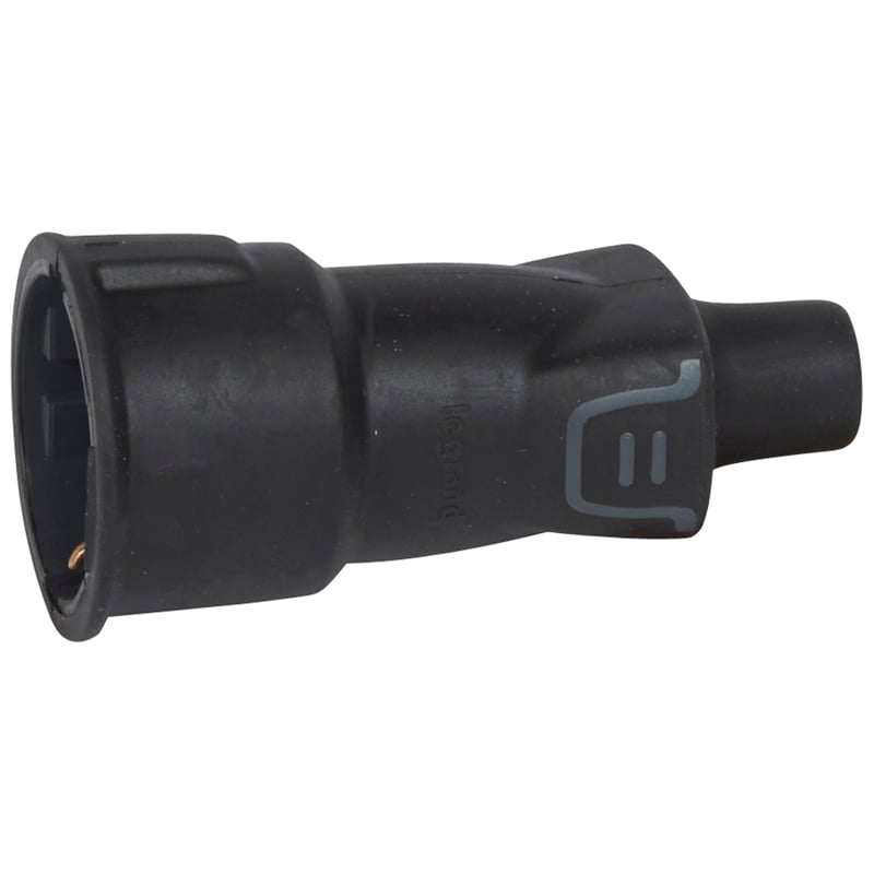Гумиран щекер 2P+E 16A IP44 черен