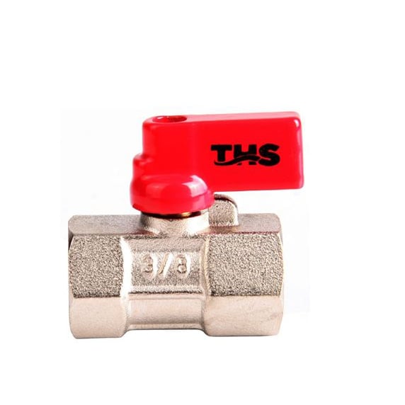 Мини сферичен кран Ths Thermostyle 3/8'' ЖЖ червена ръкохватка / никел