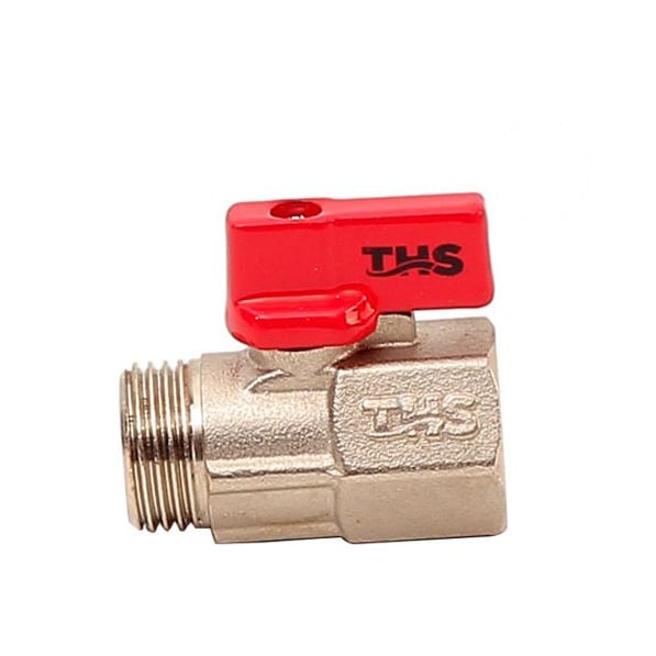 Мини сферичен кран Ths Thermostyle 1/2'' MЖ червена ръкохватка / никел