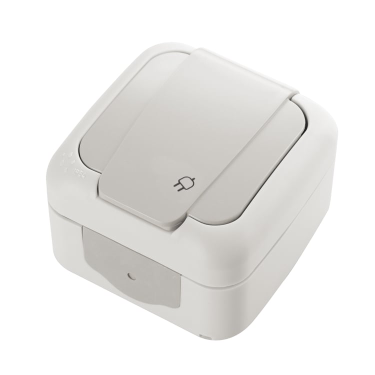 Единичен контакт за открит монтаж Палмие Viko by Panasonic IP54 сив