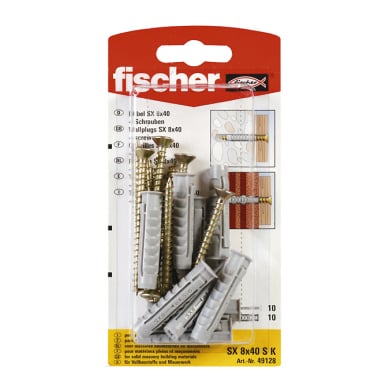 Разширяващ се дюбел комплект с винт Fischer SX 8x40 S K NV блистер