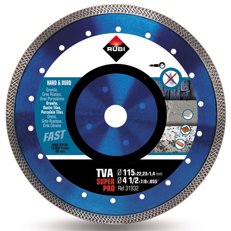 Диамантен диск за сухо рязане на твърди материали Rubi Turbo Viper TVA Superpro ø115х22.23мм
