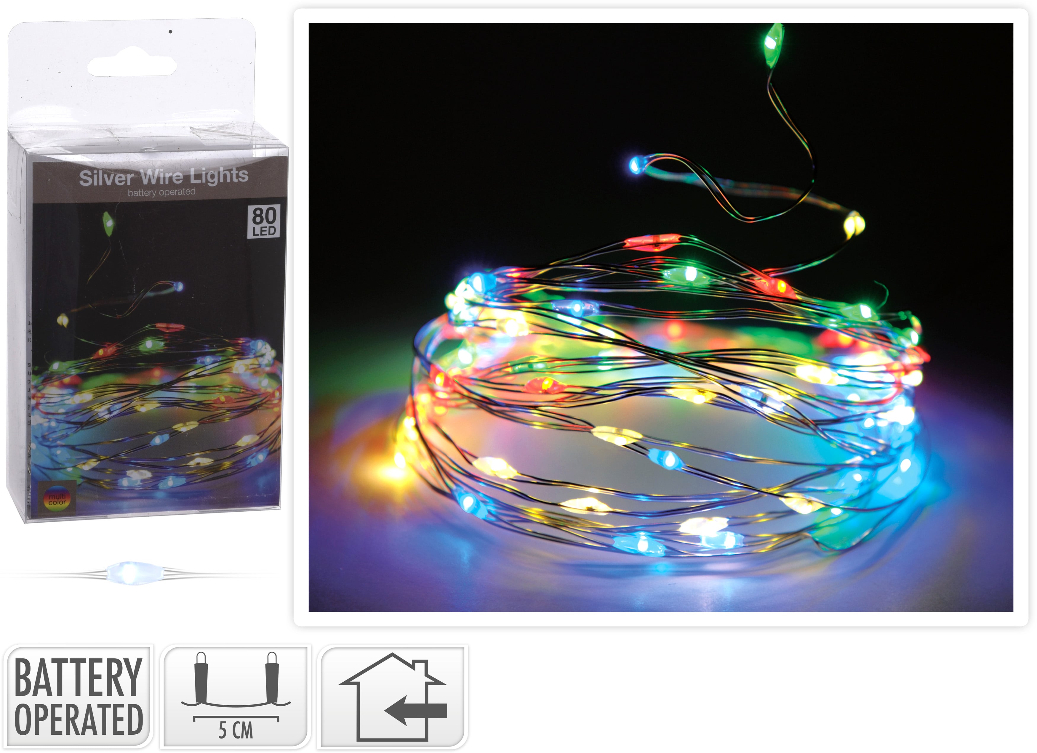 Коледни цветни лампички Micro LED 80 броя