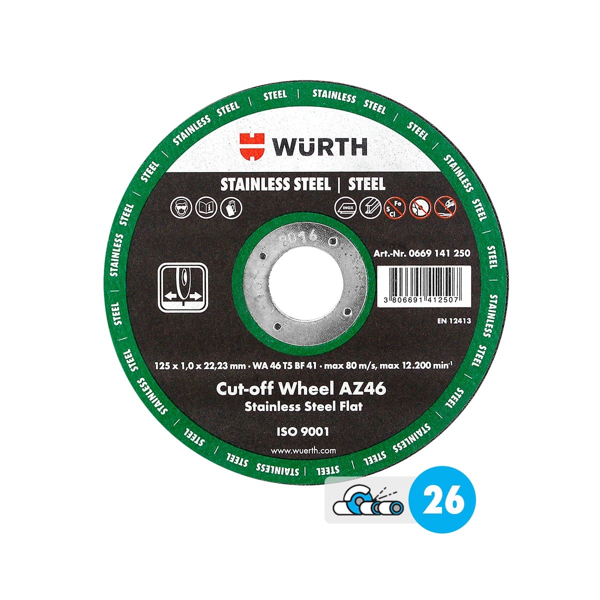 Диск за рязане Wurth Standard Inox ф115x1мм