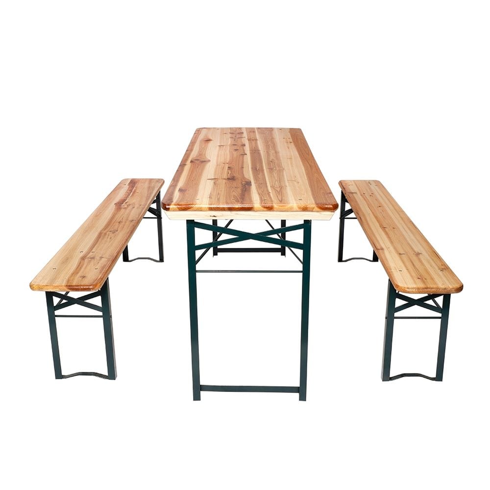 Дървен пикник сет маса + 2 пейки My Garden TLW002 / 150x60см
