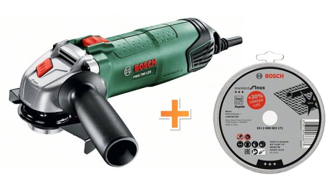 Ъглошлайф Bosch PWS 700-125 701W 125 мм + 10 диска за рязане Standard For Inox