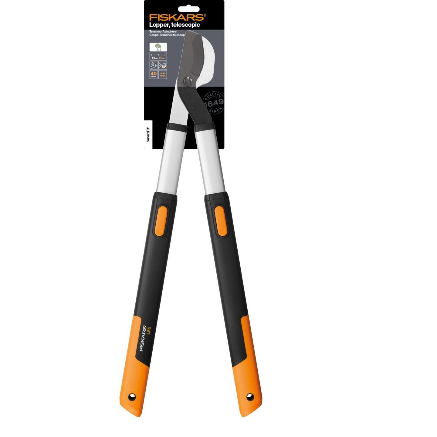 Ножица за клони с телескопични дръжки и разминаващи се остриета Fiskars SmartFit L86
