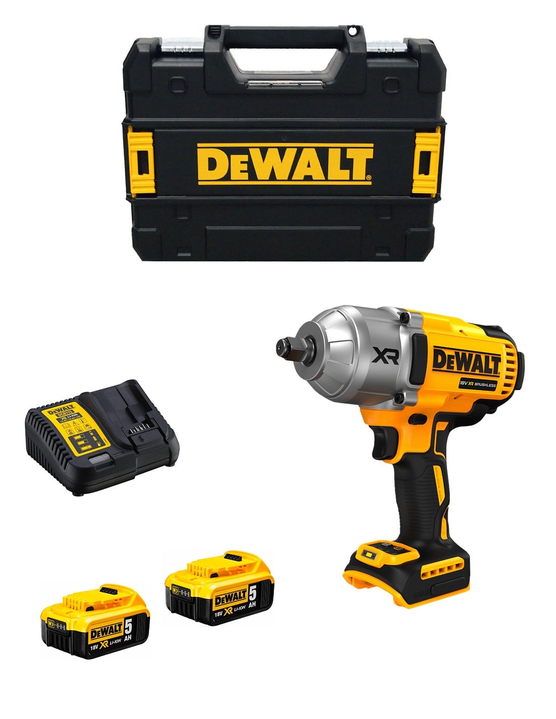 Акумулаторен ударен гайковерт DeWALT DCF900P2T 18V 1898Nm с 2 батерии, зарядно и куфар