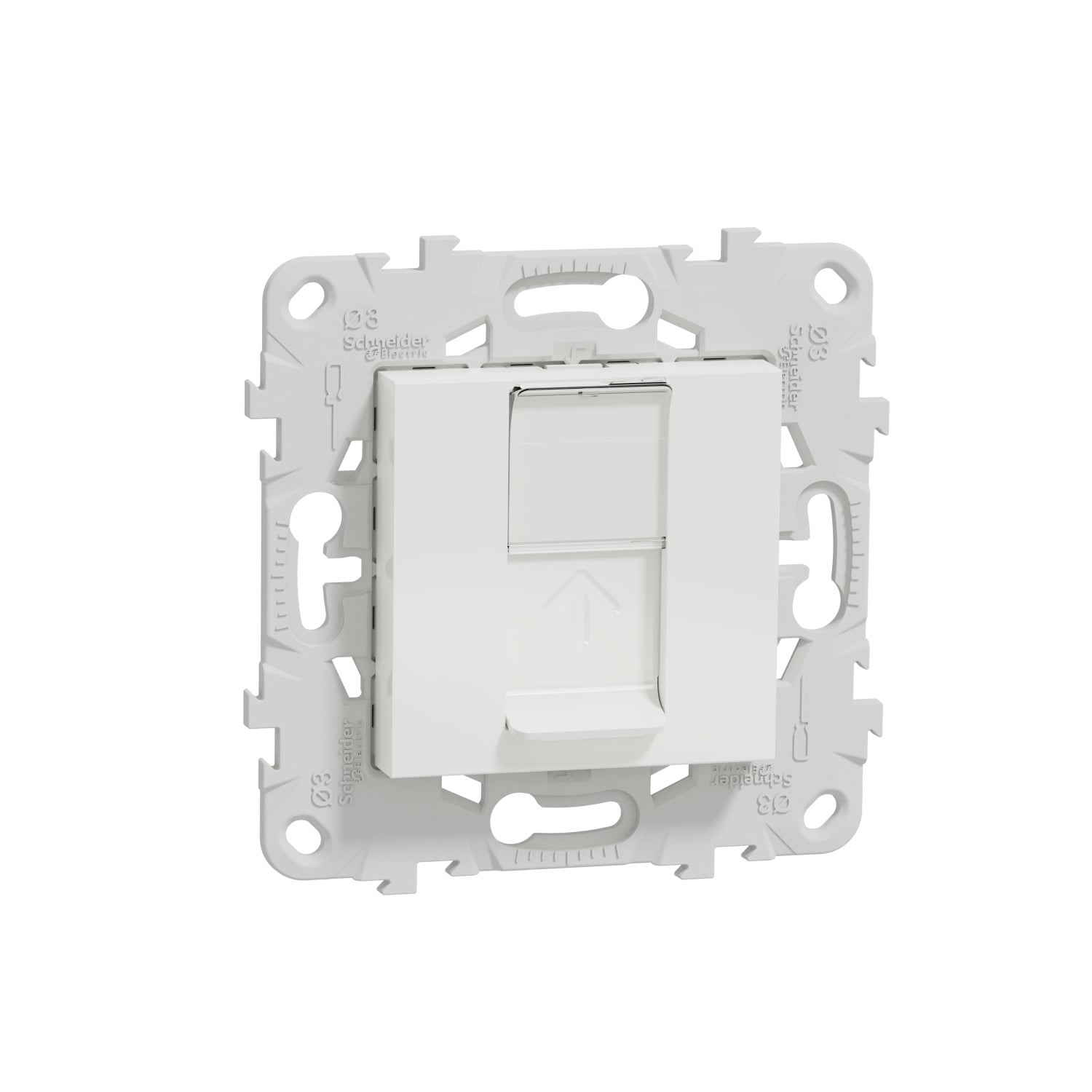 Механизъм за компютърна розетка Unica NU541118 RJ45 CAT.5e бял