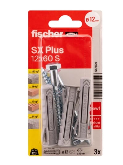Дюбел с винт Fischer SX 12x60 SK NV 567829 / 3 броя