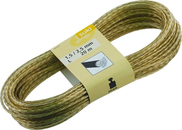 Стоманено въже "Brass'' с PVC прозрарчно покритие ø1,5мм / 2,5мм / 20 м