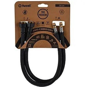 Гъвкава връзка Tucai ACB 40см Ж 1/2''хМ10 L15.5 черен мат 2 броя