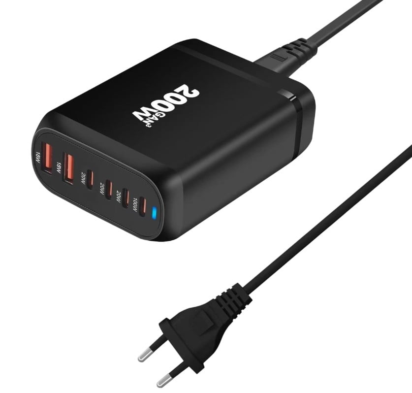 Адаптер с EU щепсел Optonica 4 Type-C / 2 Type-A / 200W
