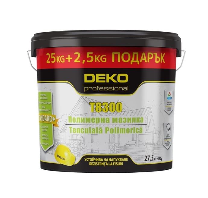 Полимерна мазилка Deko Professional T8300 PAS В2 бяла 25кг + 2,5кг подарък